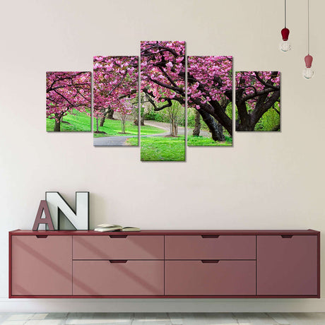 5-Piece Cherry Tree Park Canvas Wall Art