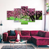 5-Piece Cherry Tree Park Canvas Wall Art