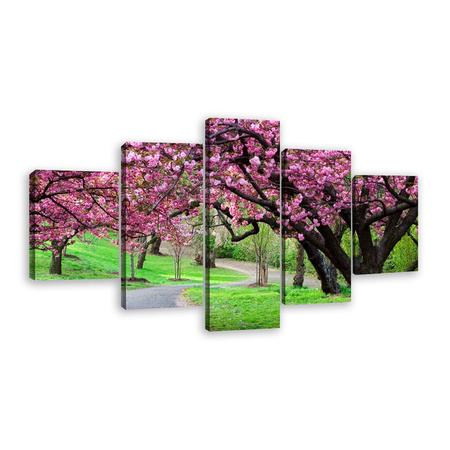 5-Piece Cherry Tree Park Canvas Wall Art