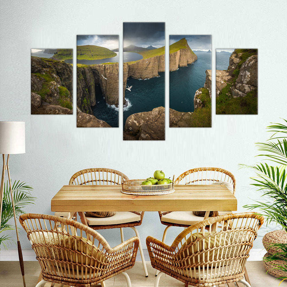 5-Piece Coastal Cliff Panorama Canvas Wall Art