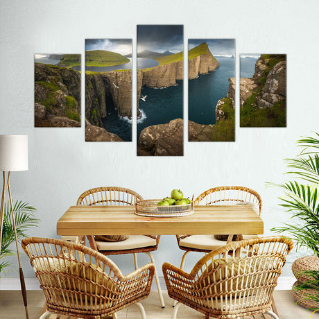 5-Piece Coastal Cliff Panorama Canvas Wall Art