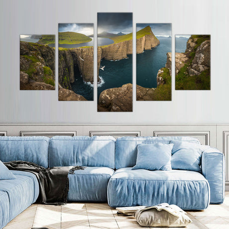 5-Piece Coastal Cliff Panorama Canvas Wall Art