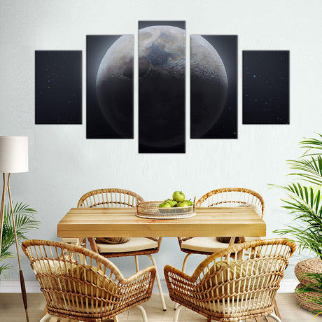 5-Piece Detailed Moon Phases Canvas Wall Art