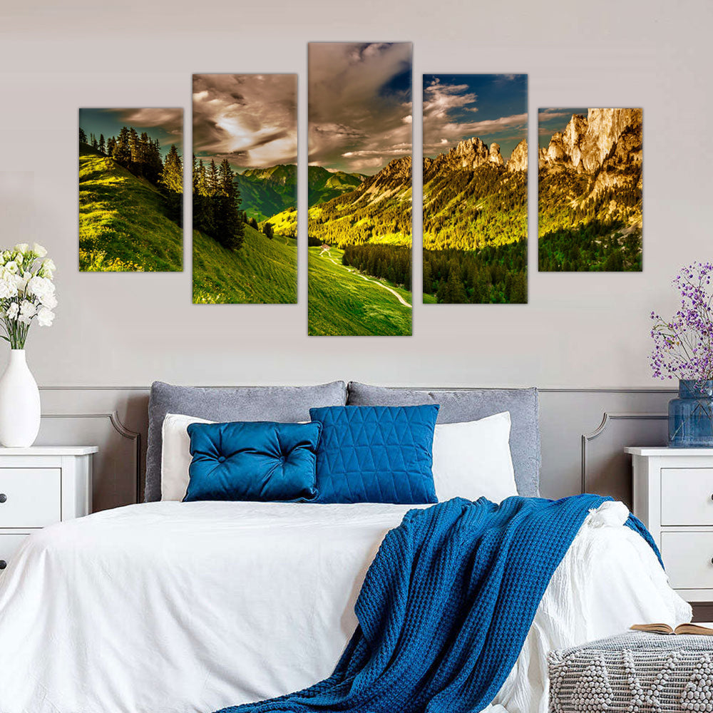 5-Piece Dolomite Mountain Landscape Canvas Wall Art