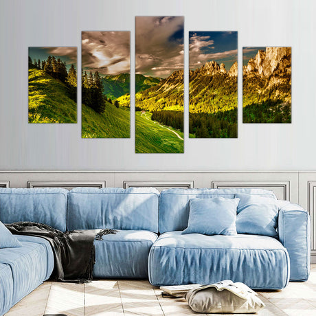 5-Piece Dolomite Mountain Landscape Canvas Wall Art