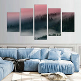 5-Piece Foggy Forest Canvas Wall Art