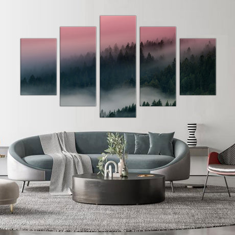 5-Piece Foggy Forest Canvas Wall Art