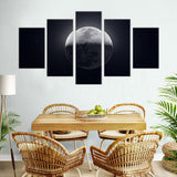 5-Piece Full Moon and Stars Canvas Wall Art