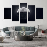 5-Piece Full Moon and Stars Canvas Wall Art