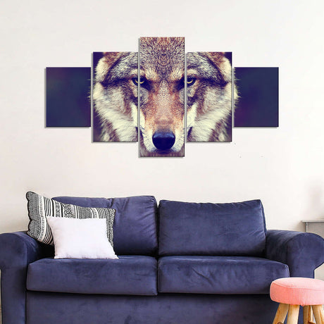 5-Piece Gray Wolf Canvas Wall Art