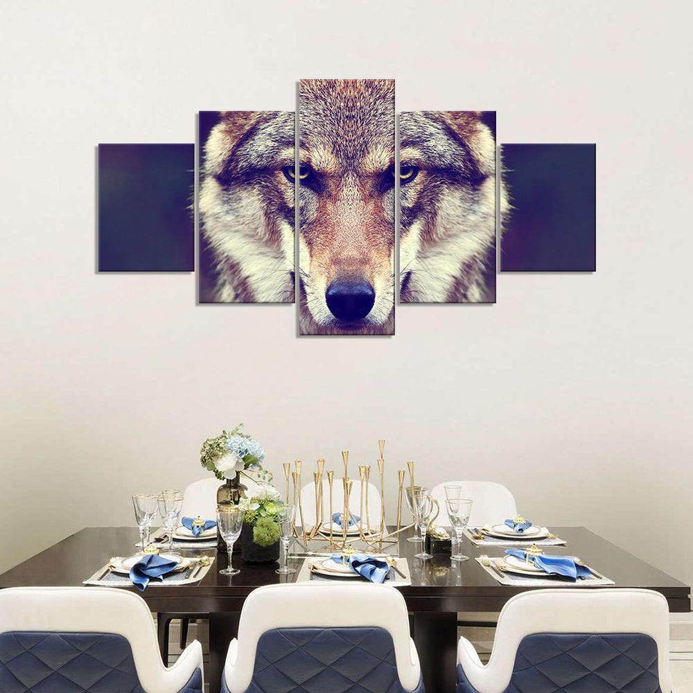 5-Piece Gray Wolf Canvas Wall Art