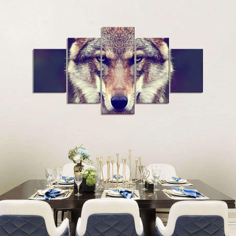 5-Piece Gray Wolf Canvas Wall Art