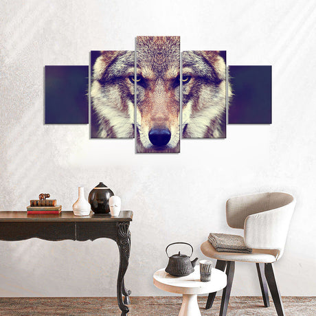 5-Piece Gray Wolf Canvas Wall Art