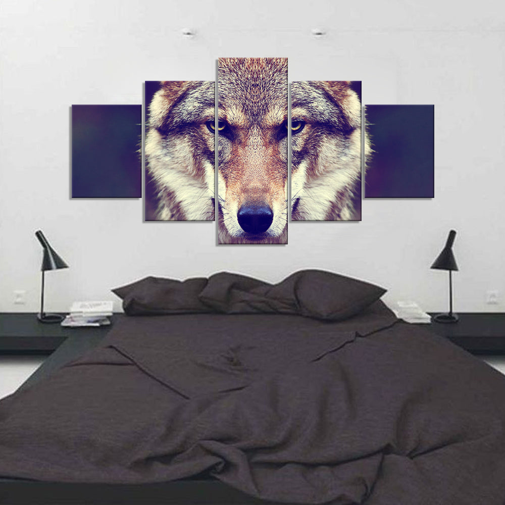 5-Piece Gray Wolf Canvas Wall Art