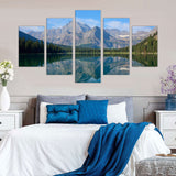 5-Piece Majestic Mountain Reflection Canvas Wall Art