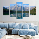 5-Piece Majestic Mountain Reflection Canvas Wall Art