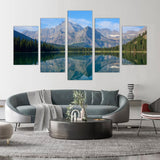 5-Piece Majestic Mountain Reflection Canvas Wall Art