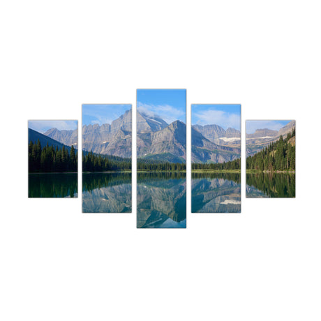 5-Piece Majestic Mountain Reflection Canvas Wall Art