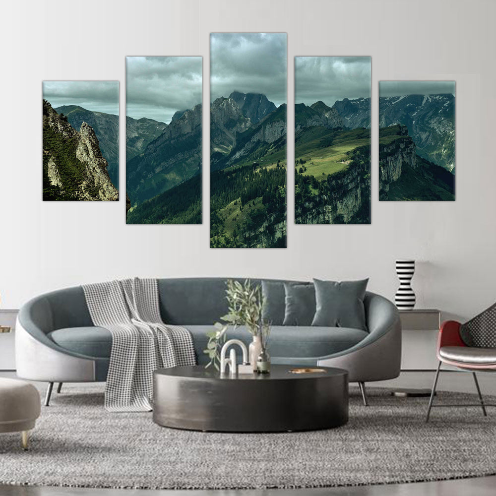 5-Piece Majestic Mountain Ridge Canvas Wall Art