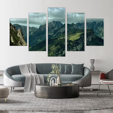 5-Piece Majestic Mountain Ridge Canvas Wall Art