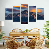 5-Piece Majestic Mountain Sunset Canvas Wall Art