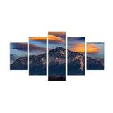 5-Piece Majestic Mountain Sunset Canvas Wall Art