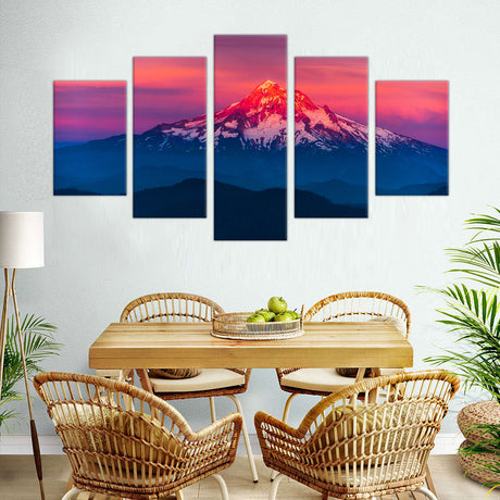 5-Piece Majestic Sunset Mountain Canvas Wall Art