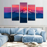 5-Piece Majestic Sunset Mountain Canvas Wall Art