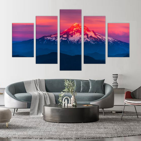 5-Piece Majestic Sunset Mountain Canvas Wall Art