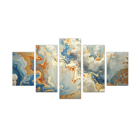 5-Piece Marble and Gold Abstract Canvas Wall Art