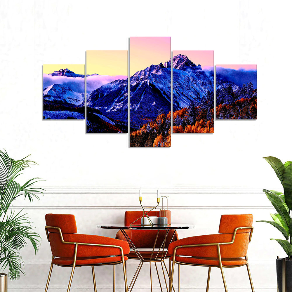 5-Piece Mount Sneffels in Autumn Canvas Wall Art