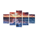 5-Piece Ocean Wave Sunset Canvas Wall Art