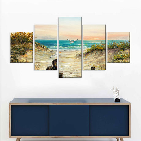 Tranquil 5-Piece Coastal Escape Canvas Wall Art