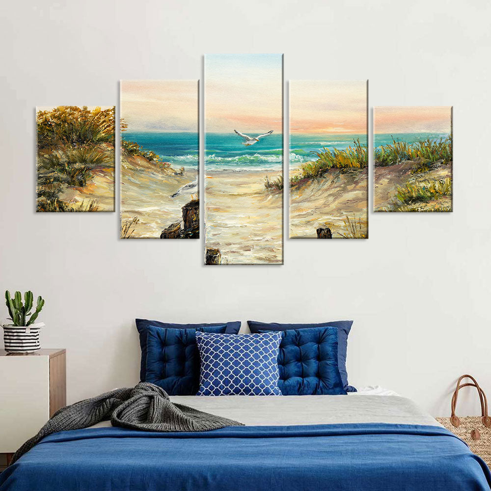 5-Piece Seaside Serenity Canvas Wall Art