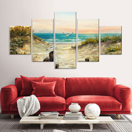 Tranquil 5-Piece Coastal Escape Canvas Wall Art