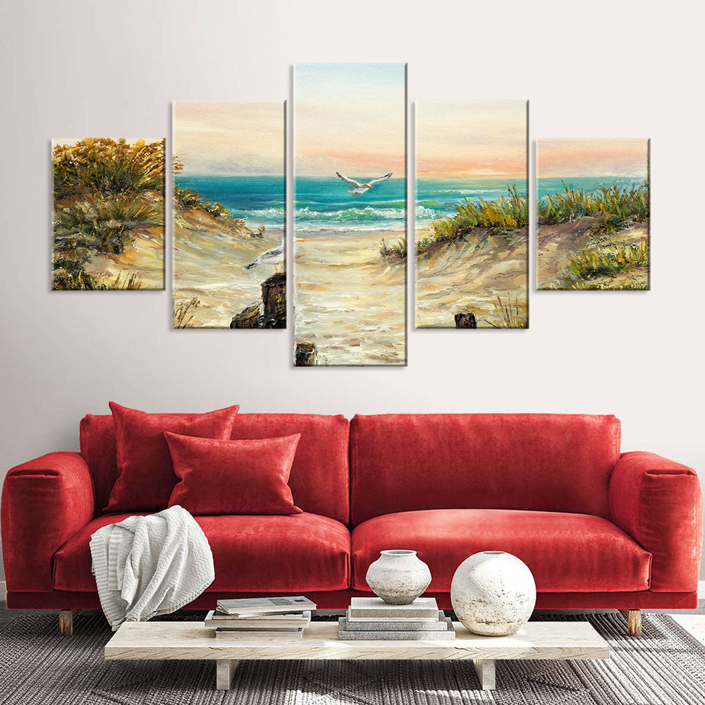 5-Piece Seaside Serenity Canvas Wall Art