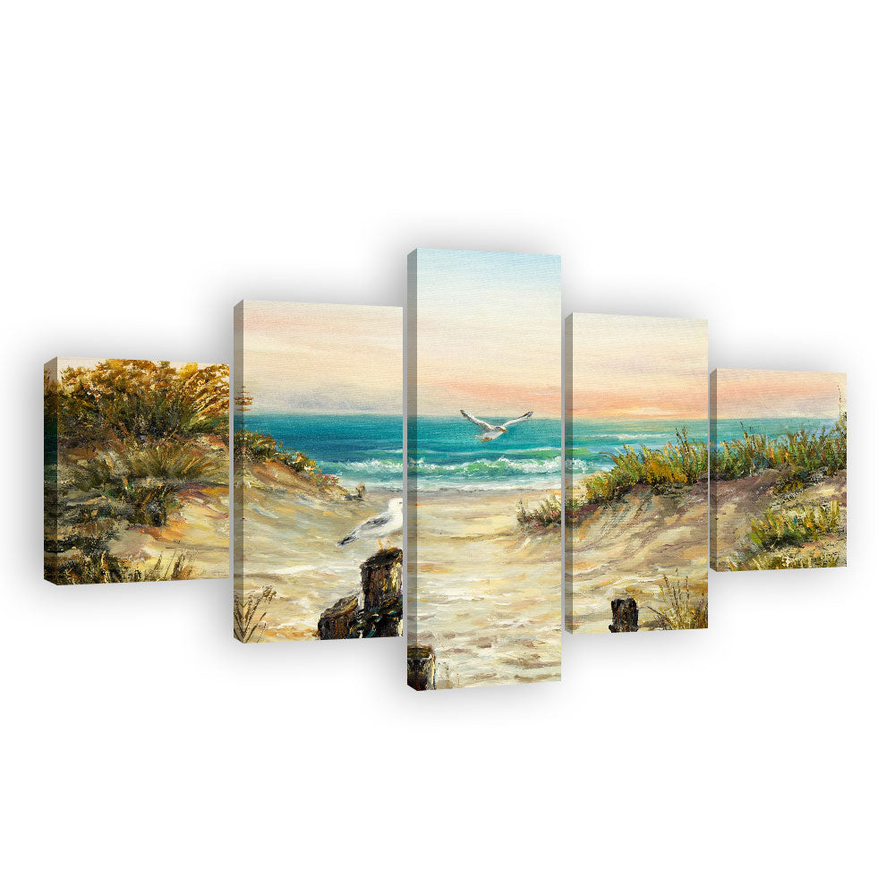 Tranquil 5-Piece Coastal Escape Canvas Wall Art