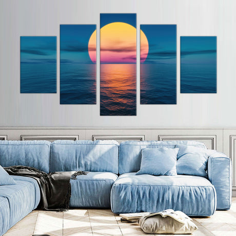 5-Piece Sunset Over Ocean Canvas Wall Art