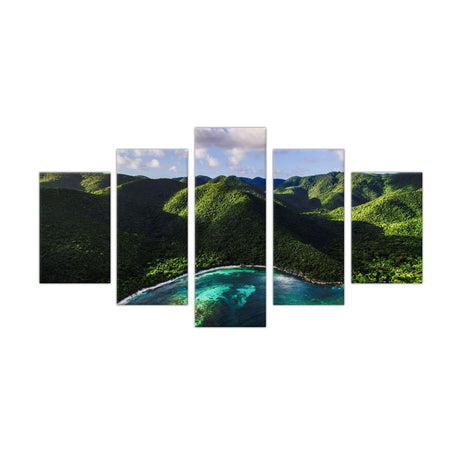 5-Piece Tropical Coastal Mountain Canvas Wall Art