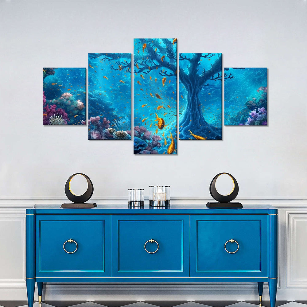 5-Piece Underwater Marine Life Canvas Wall Art