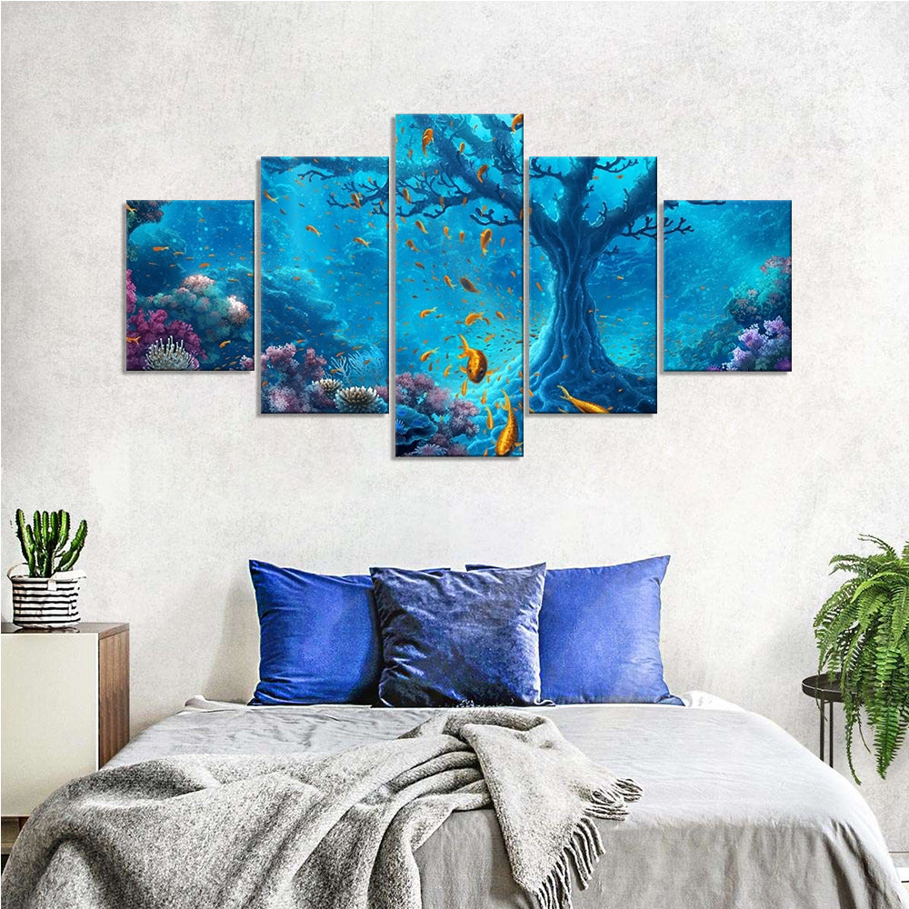 5-Piece Underwater Marine Life Canvas Wall Art