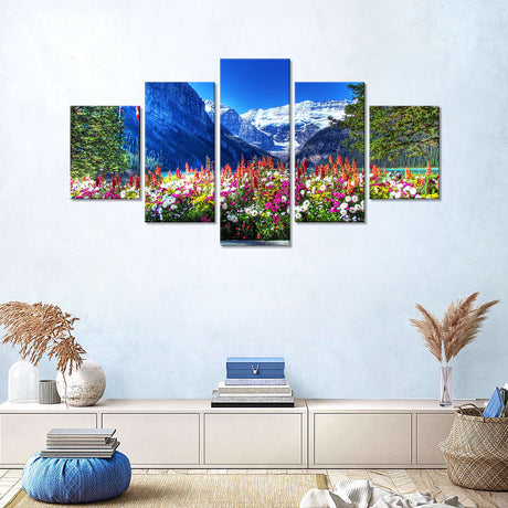 5-Piece Wildflowers in Banff National Park Canvas Wall Art