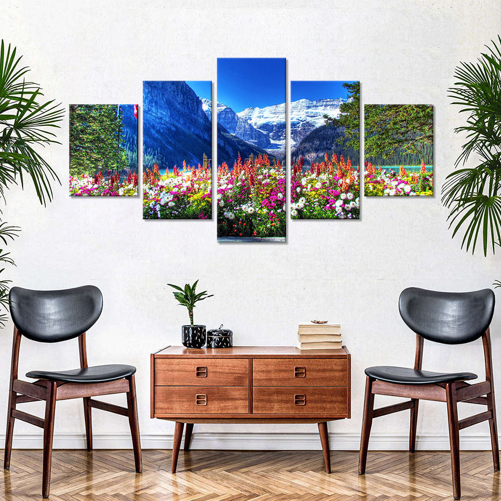 5-Piece Wildflowers in Banff National Park Canvas Wall Art