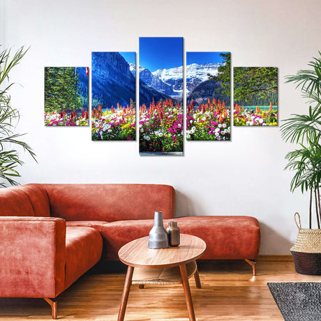 5-Piece Wildflowers in Banff National Park Canvas Wall Art