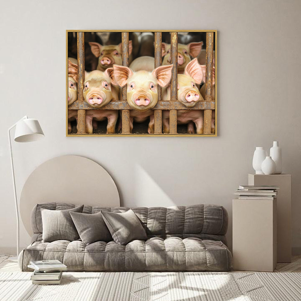 "Piglets in the Pen"-Canvas Wall Art