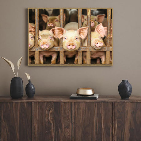 "Piglets in the Pen"-Canvas Wall Art