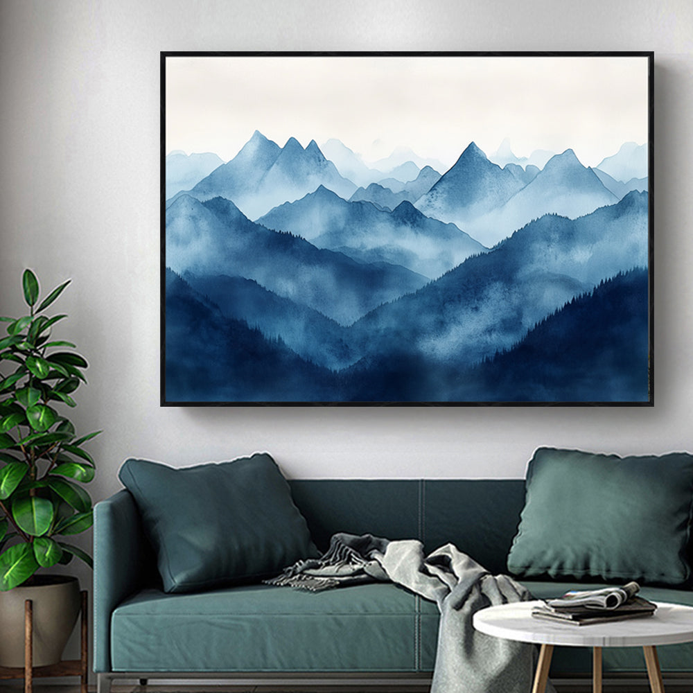 Blue Misty Mountains Canvas Wall Art