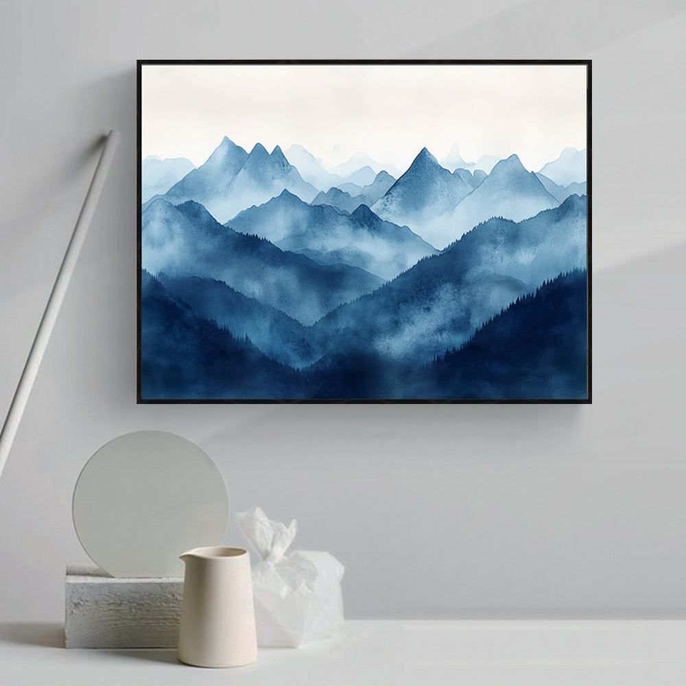 Blue Misty Mountains Canvas Wall Art