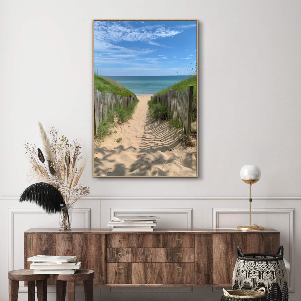 Coastal Bliss: Beach Pathway Canvas Wall Art