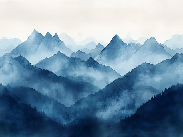 Blue Misty Mountains Canvas Wall Art